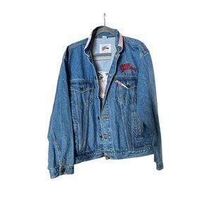 Vintage Planet Hollywood London Jean Jacket Trucker Size XL Embroidered
